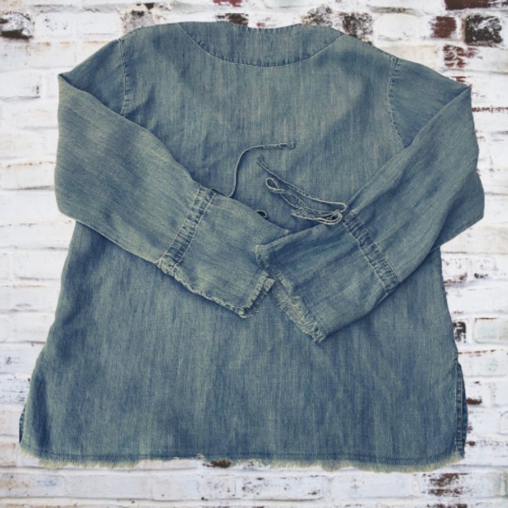 Rails Zimi Linen Blend Denim Chambray Top - image 2